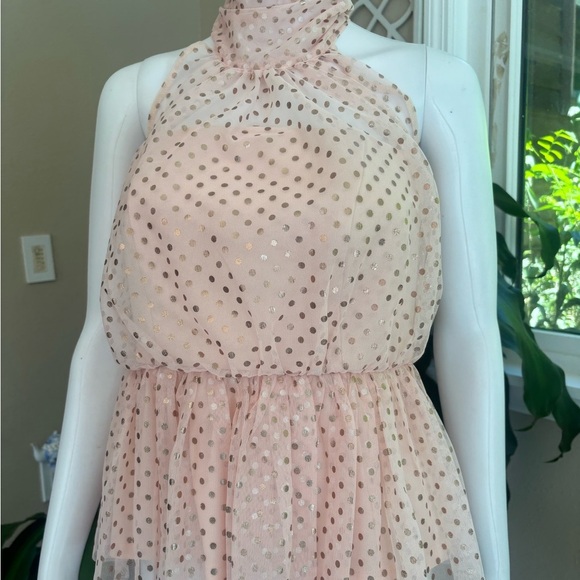 NWOT VENUS Blush Polka Dot Halter Blouse - Picture 8 of 10